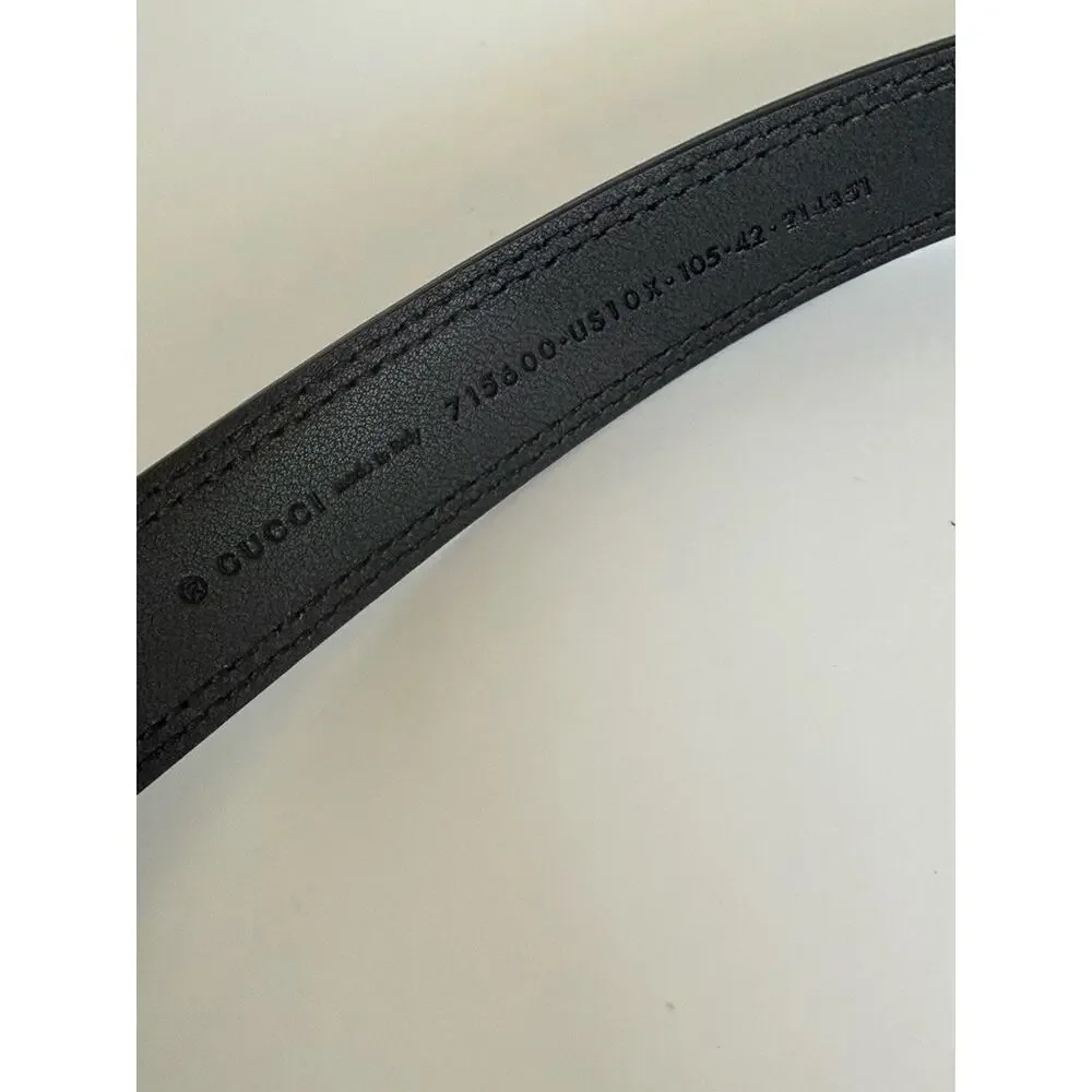 Gucci Men’s Rectangular Buckle Leather Belt Black 105/42 Italy 715600 NWT